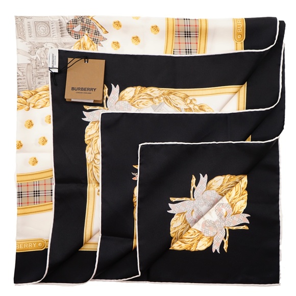 Burberry Square Scarf London Monuments 100% Silk New - Picture 3 of 3